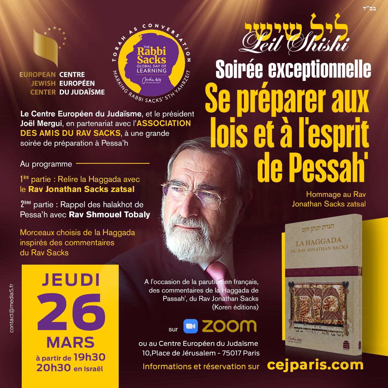 Leil Shishi avec Rav Yehia Benchétrit – Hommage au Rav Jonathan Sacks