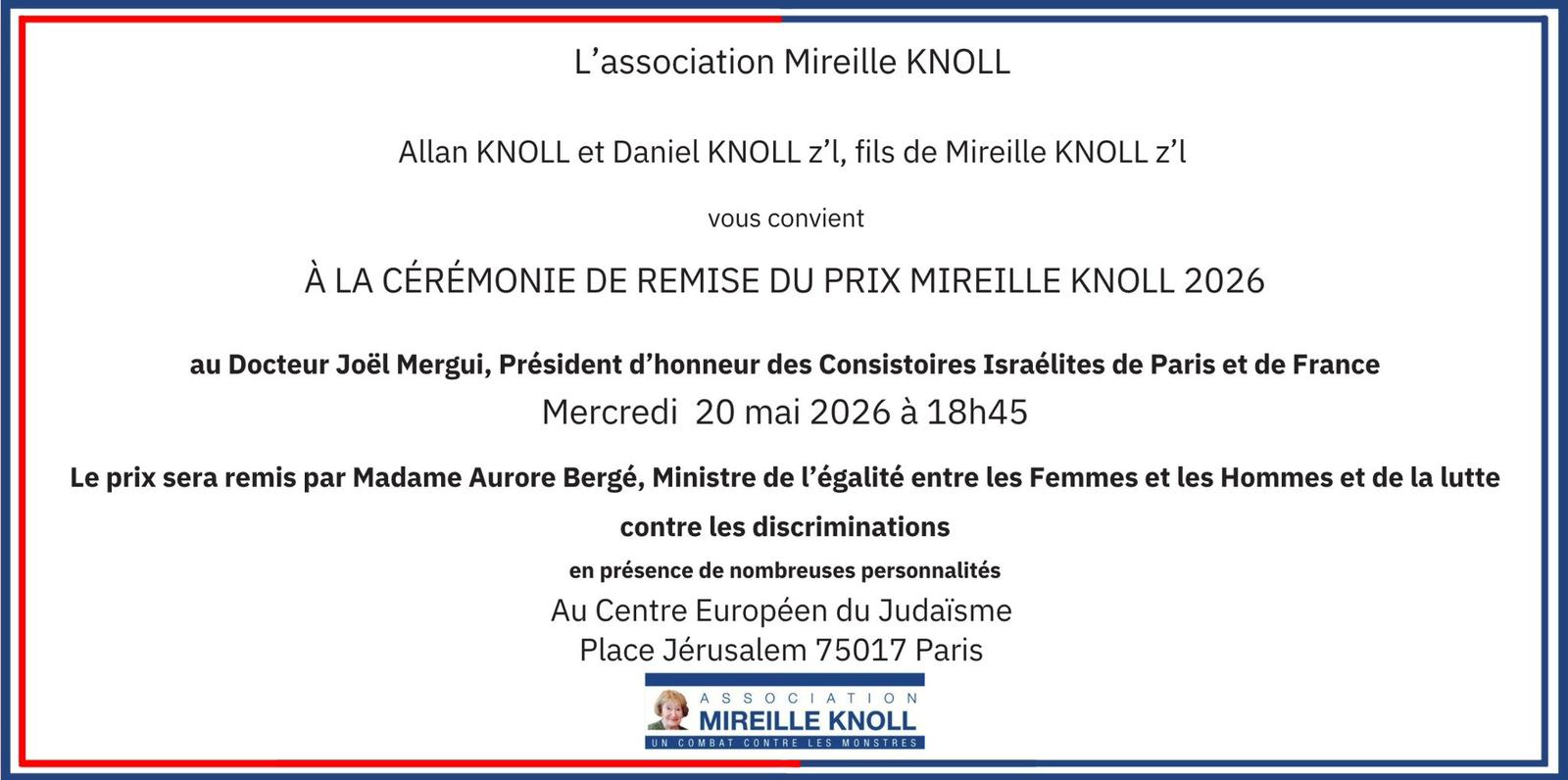 Cérémonie de remise du Prix Mireille Knoll 2026