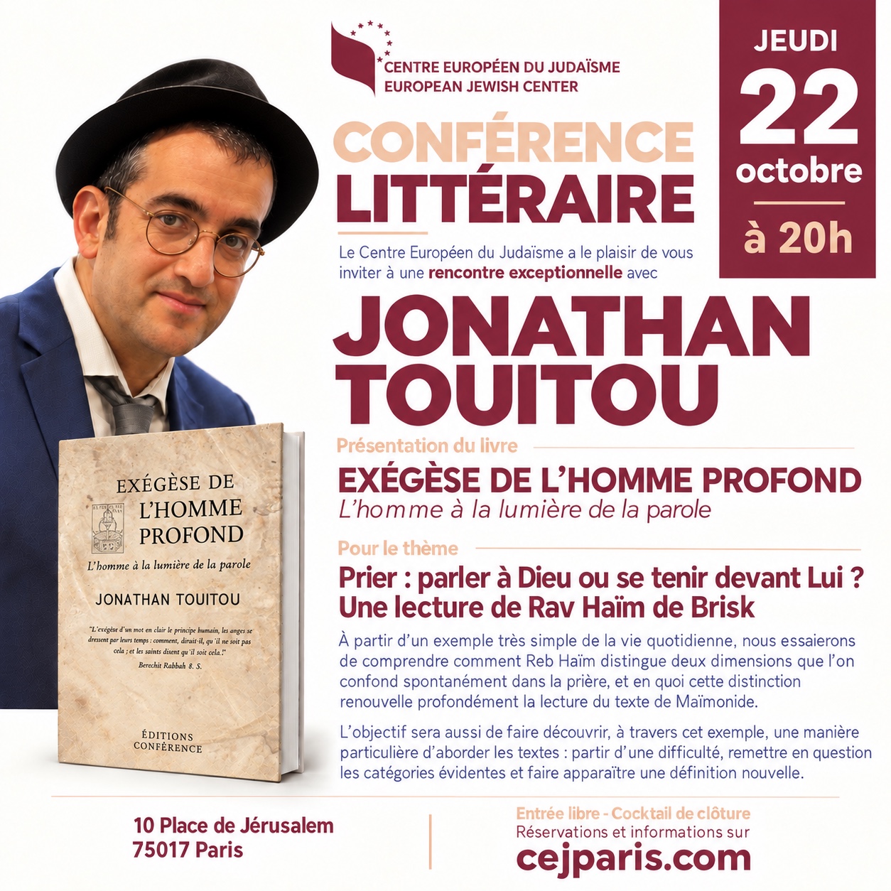 Rencontre littéraire avec Jonathan Touitou