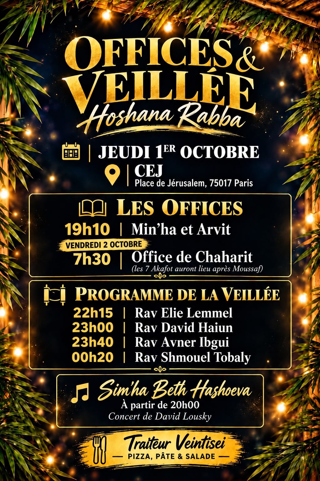 Offices et veillée de Hoshana Rabba